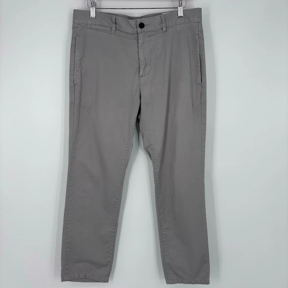 Billy Reid Leonard Chino Pants Mens 31x27 (Tag 30) Grey Cotton Straight Trousers